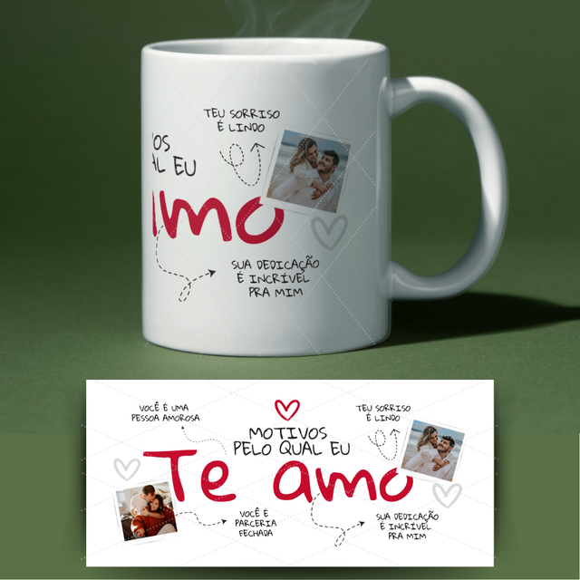 Caneca dia dos namorados - Motivos pelo qual eu te amo
