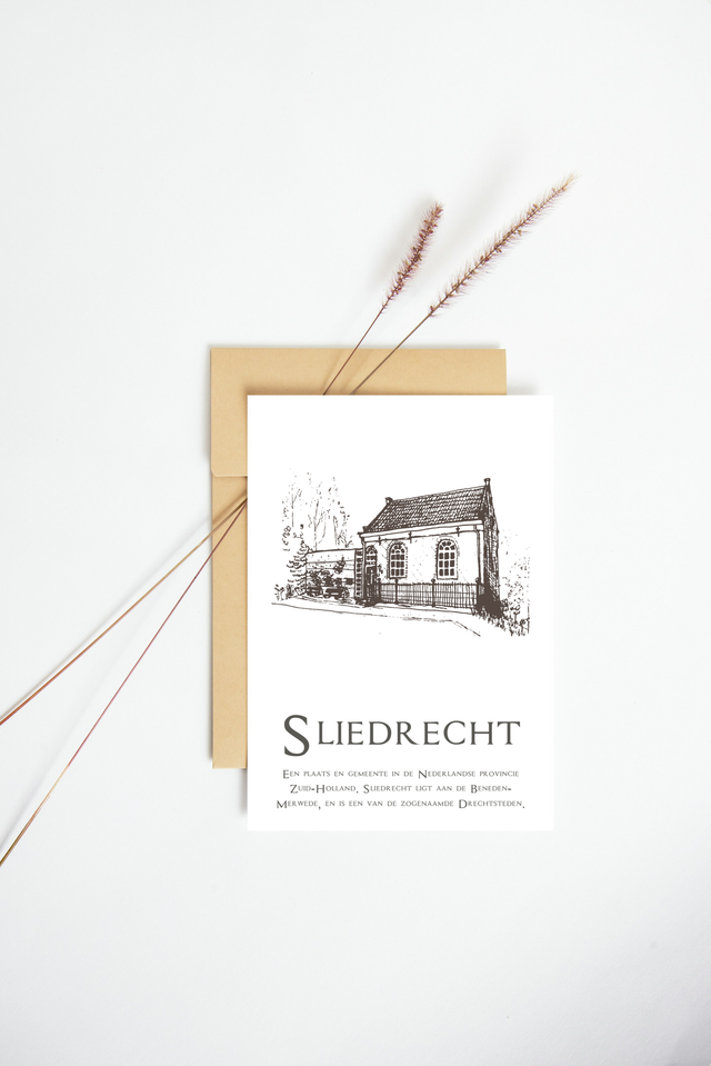 Ansichtkaart Sliedrecht Synagoge met tekst | staande kaart