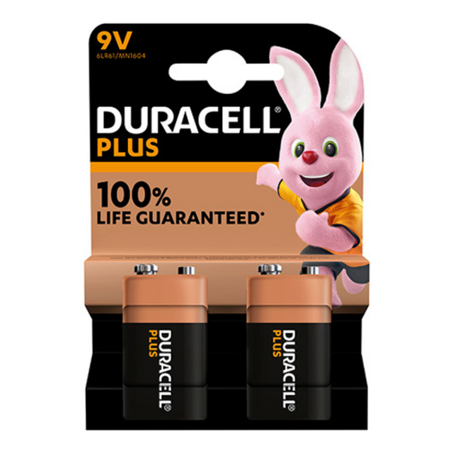 Duracell Plus MN1604B2 PP3 9V Alkaline Batteries