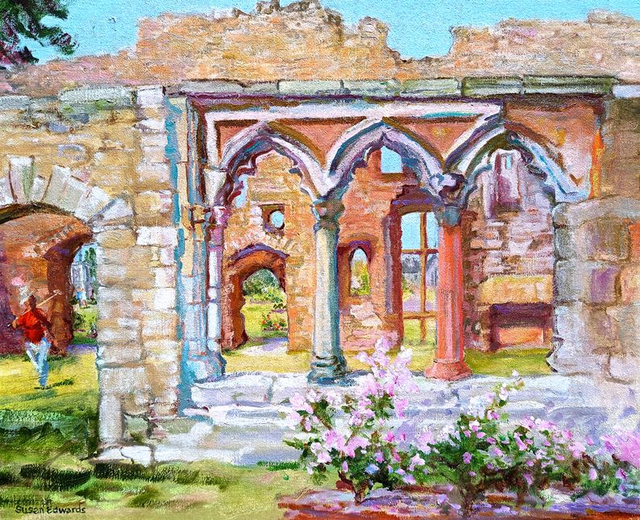 SE05 Blackfriars Monastry Rose Garden, Hereford by Susan Edwards, 52x42cm Oil On Linen