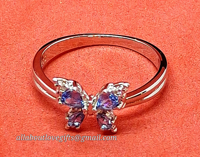 Ring Stunning Design Stirling Silver 925 Ring With Beautiful Blue Butterfly Design.