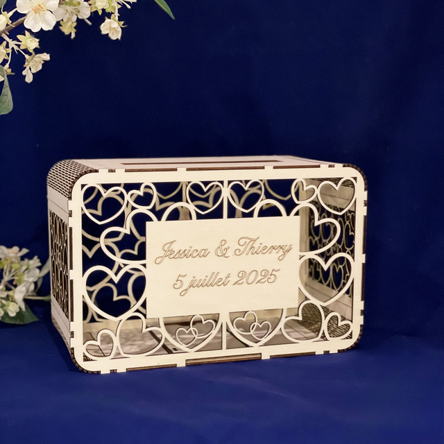 Urne de mariage en bois – Personnalisable