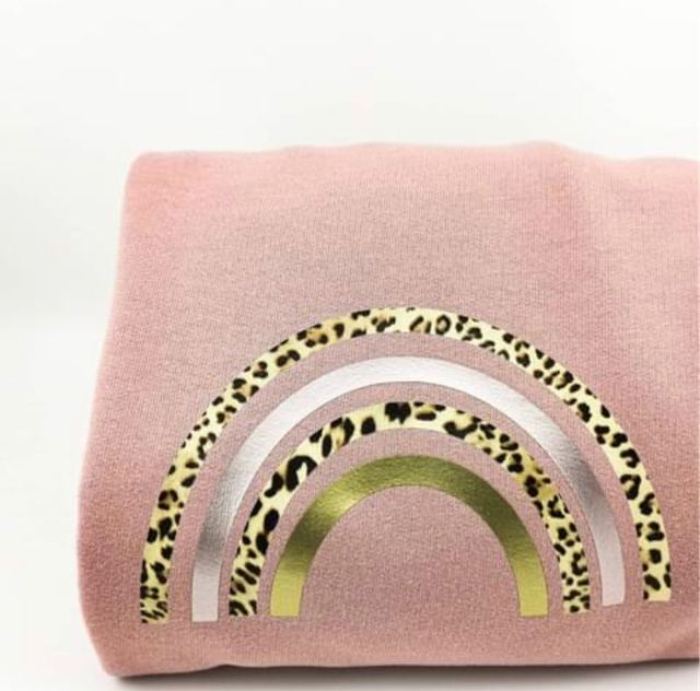 Rainbow Sweatshirt - Leopard /Rose Gold