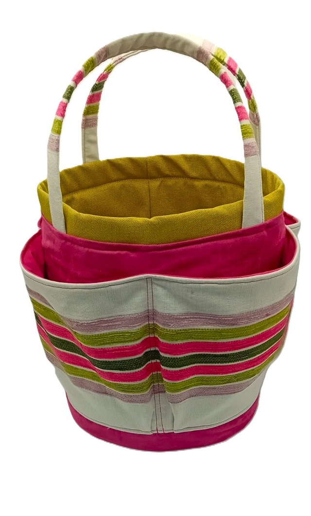 Large Bucket Bag Multicolour Stripe for Hobby Crafts and Multipurpose Storage Solutions