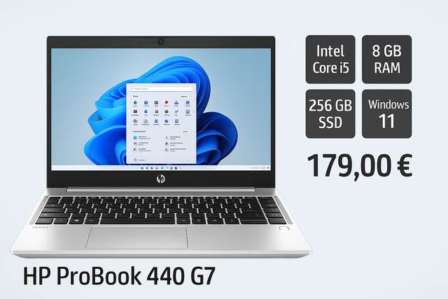💻 HP ProBook 440 G7 – i5 8. Gen – 8 GB RAM – 256 GB SSD – Win 10 Pro