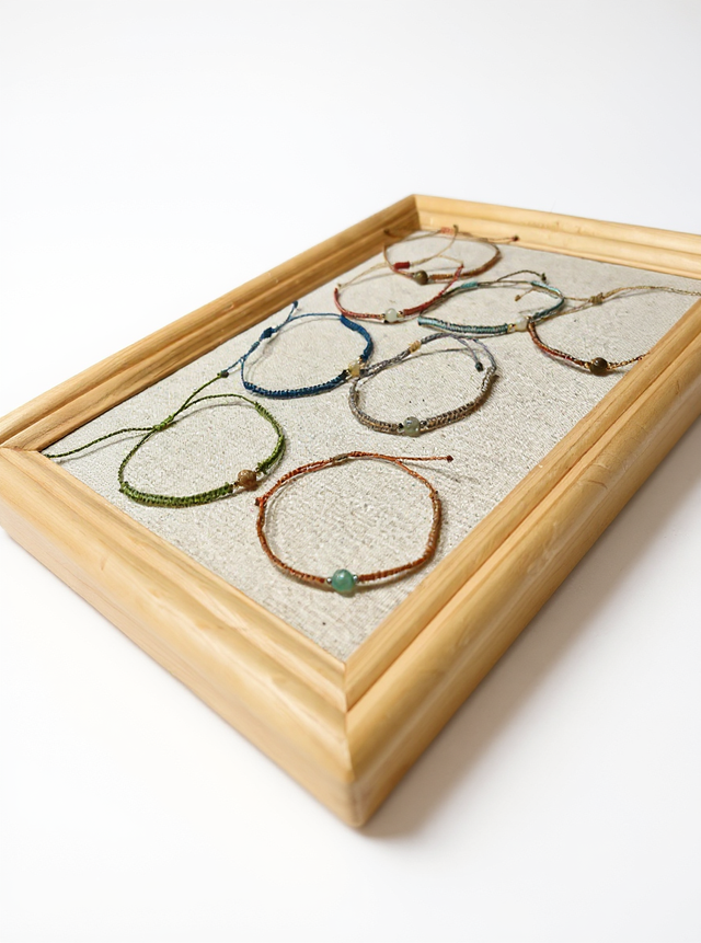 Bracelet double face 1 perle naturelle en micro-macramé