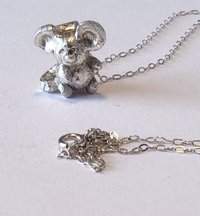 Handmade silver mouse pendant 
