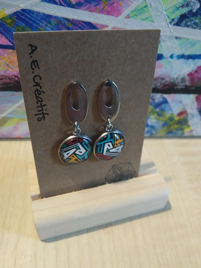 Boucles D&#039;oreilles Cabochons Couleurs Forme 