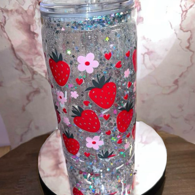 Gobelet boule à paillettes FRAISE 