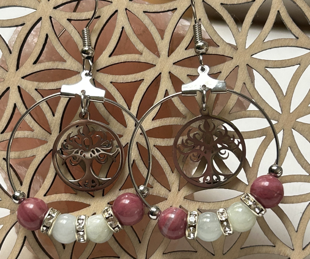 Boucle aiguë Marine Rhodonite 