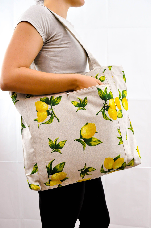 Lemons Print Shopping Tote