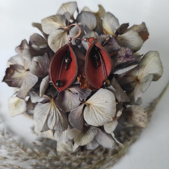 Boucles d&#039;oreilles Feuilles en cuir 