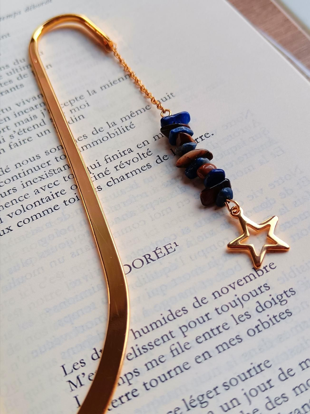 Marque page JE RAYONNE Lapis-Lazuli et Oeil de tigre