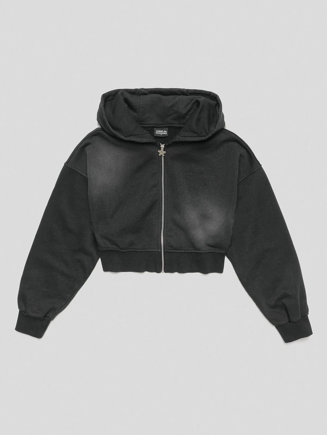 COMME des FUCKDOWN Felpa cropped zip con cappuccio magltinta