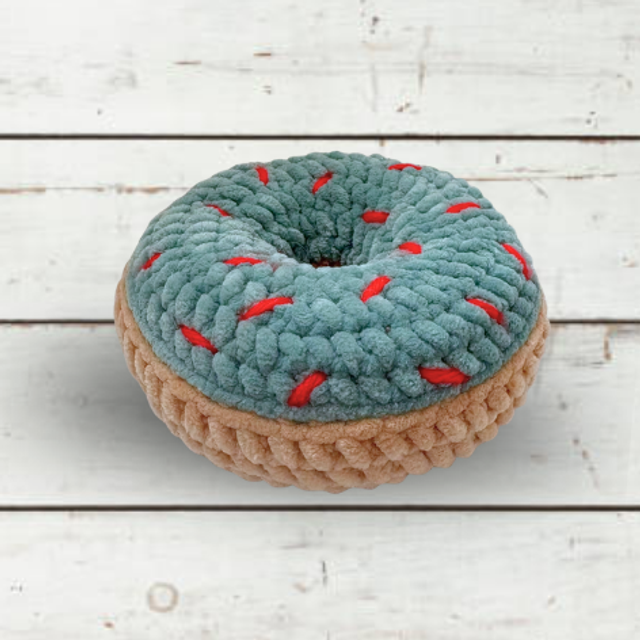 Large Crochet Chenille Doughnut, Matcha Green &amp; Red, Ukca tested