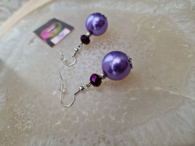 Boucles D'oreilles Perles Lila Cristal