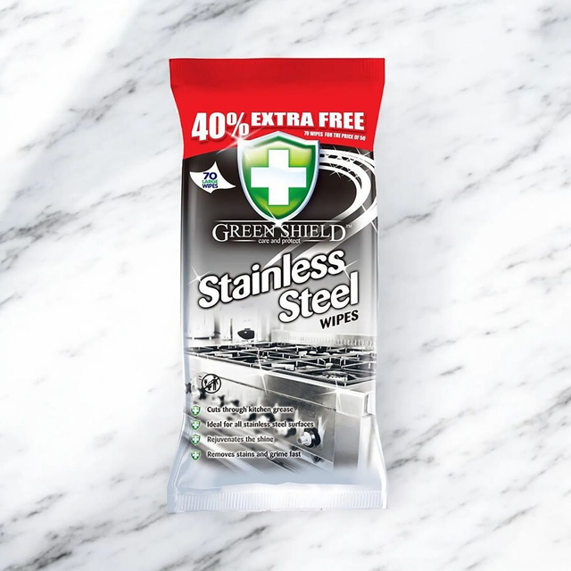 Green Shield Stainless Steel Wipes - 70 Pack