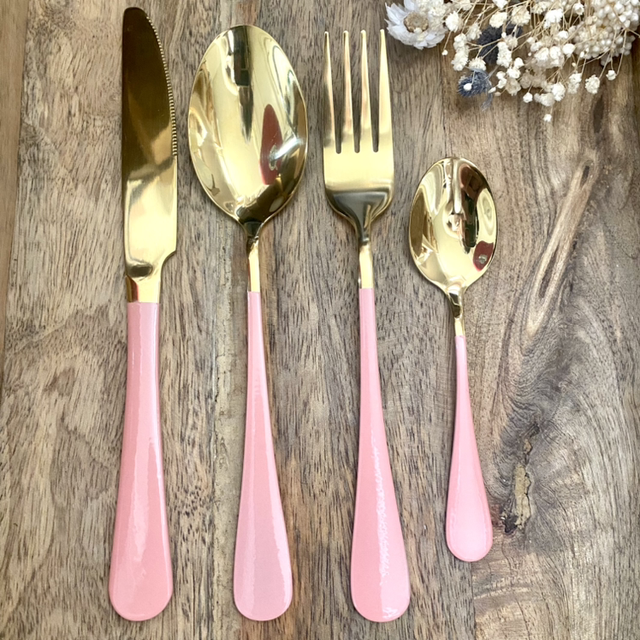 Ensemble 4 pièces rose/doré