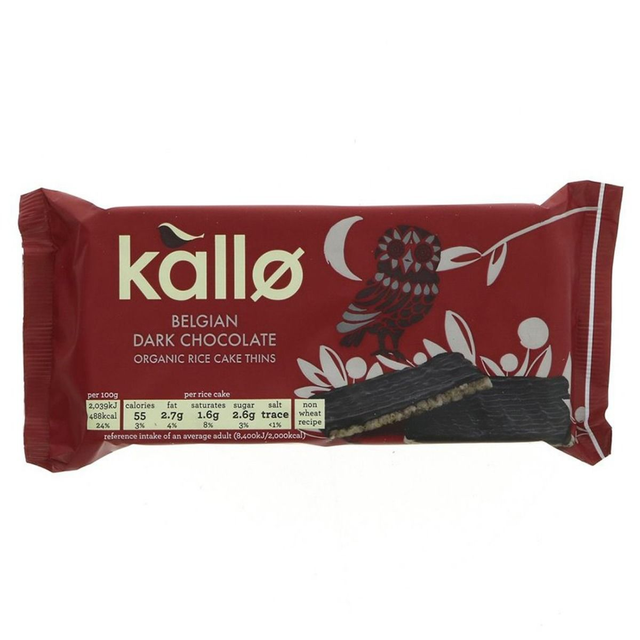 Kallo Belgian Dark Chocolate Organic Rice Cake Thins 90g