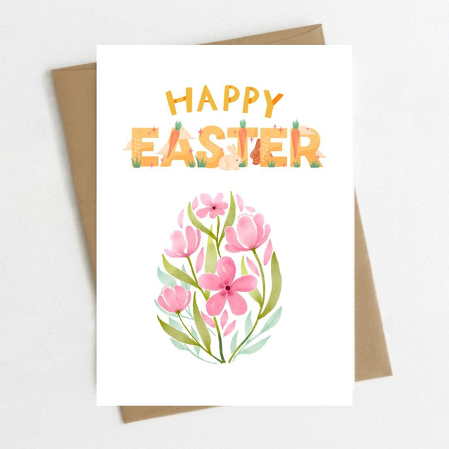 Happy Easter floral egg card