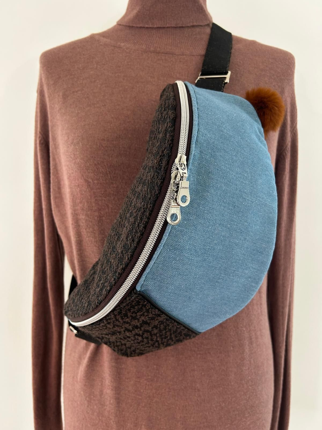 Sac banane en Jeans et lainage 