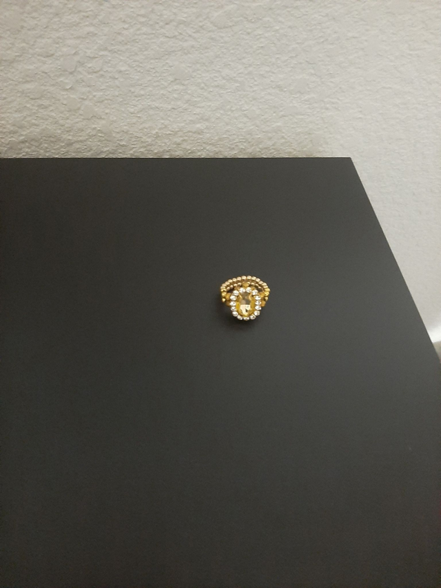 bague imite  topaze avec strass en perle cristal doré perle rocaille		