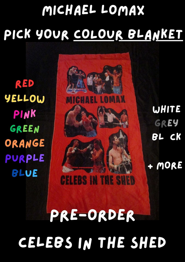 Michael 'The Look' Lomax ABA Champion Prizefighter 3 Boxer Picture Blanket (BLACK Bubble Logo)(75cm x 150cm) PRE-ORDER