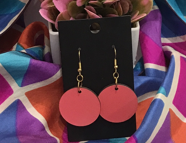 Pink Wood Dangling Earrings- SWDE01 