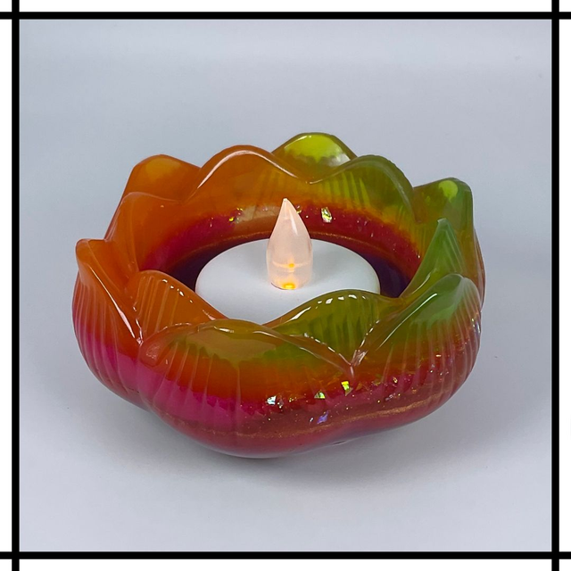 Handmade Resin Small Flower Tealight Holder – Hodge Podge Multicoloured | Decorative Mindfulness Home Décor - SFT-006