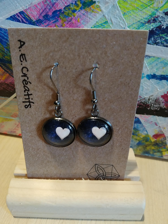 Boucles D&#039;oreilles Cabochons Coeur 