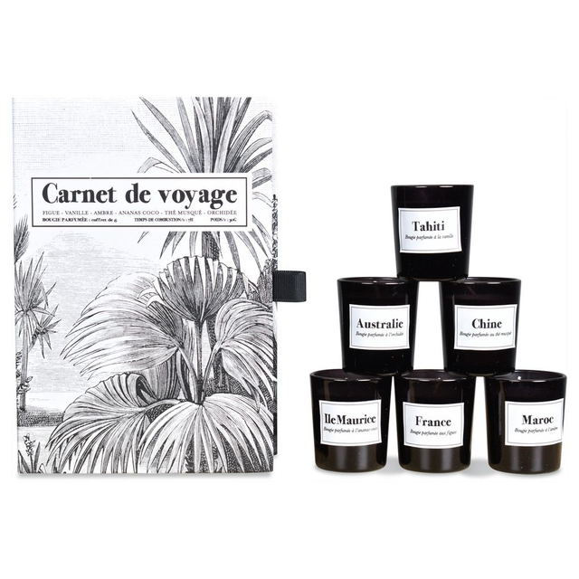 Coffret de 6 bougies carnet de voyage