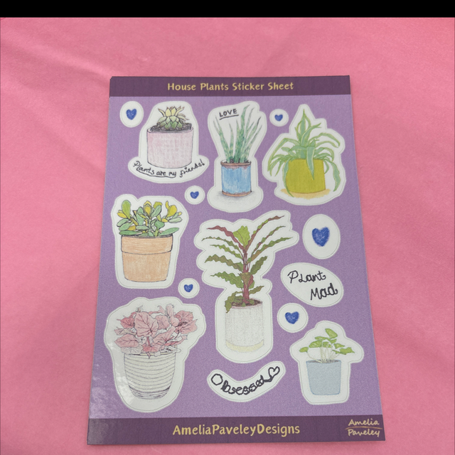 Sticker sheet house plants Amelia Paveley 