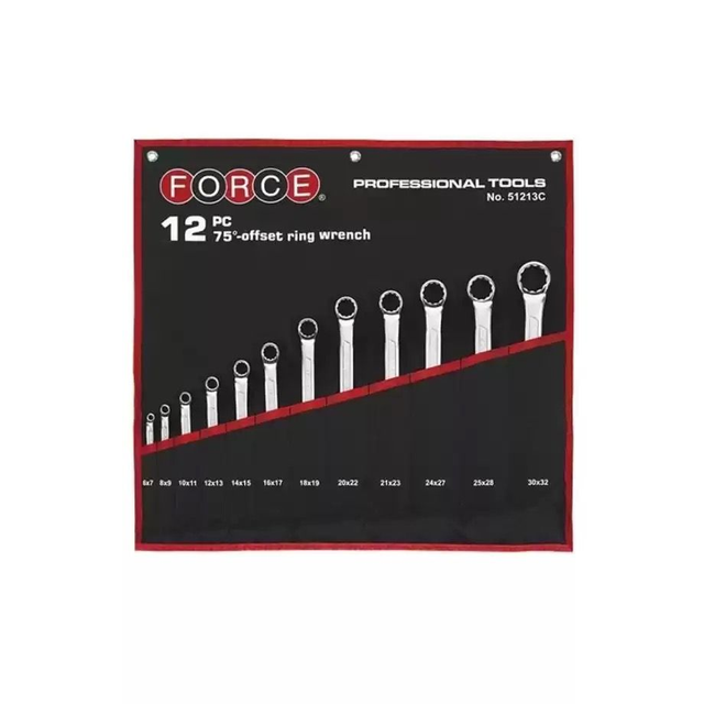 Force 51213C Doppel Ringschlüssel Satz 12 tlg (75° gekröpft)