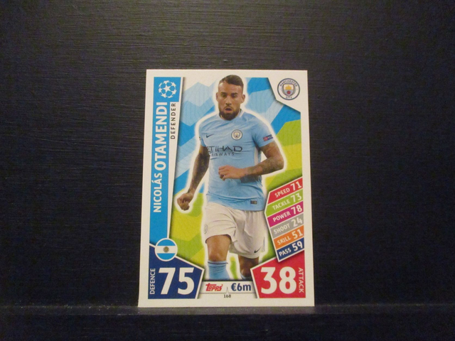 Nicolas Otamendi - UEFA Champions League Match Attax 2017/18 Original Trading Card #168