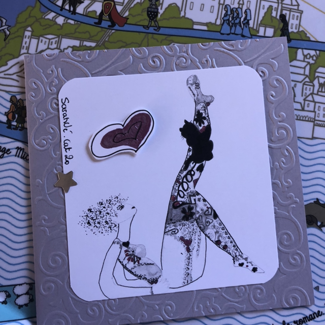 Carte - collection coeur rose - 13,5 x 13,5 cm