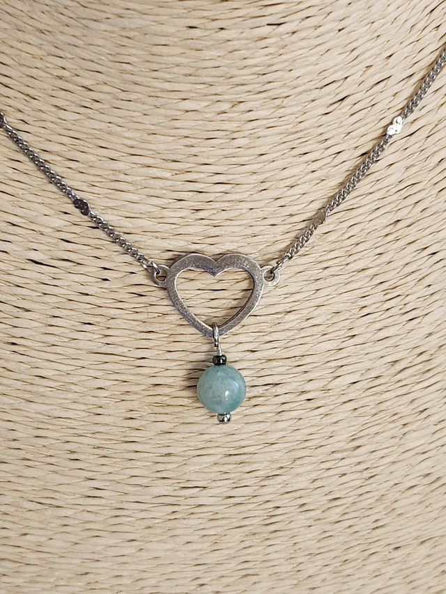Ras de cou cœur et Amazonite