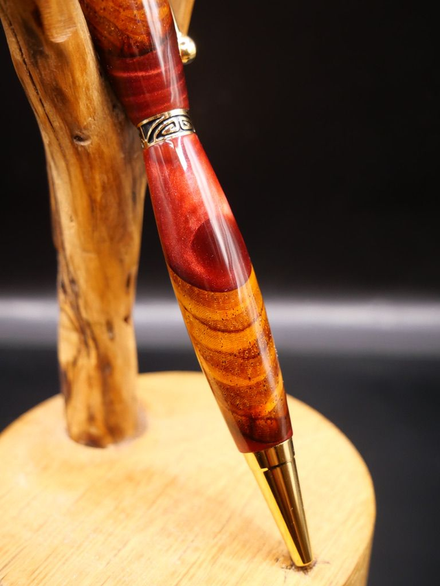 Stylo art deco OR résine et Cocobolo
