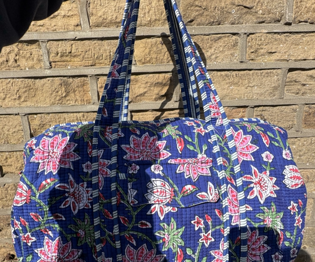Blue &amp; Pink Floral Duffle Bag