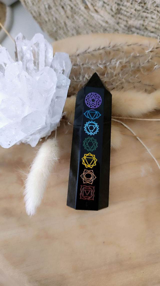 Pointe Obsidienne noire 7 Chakras 