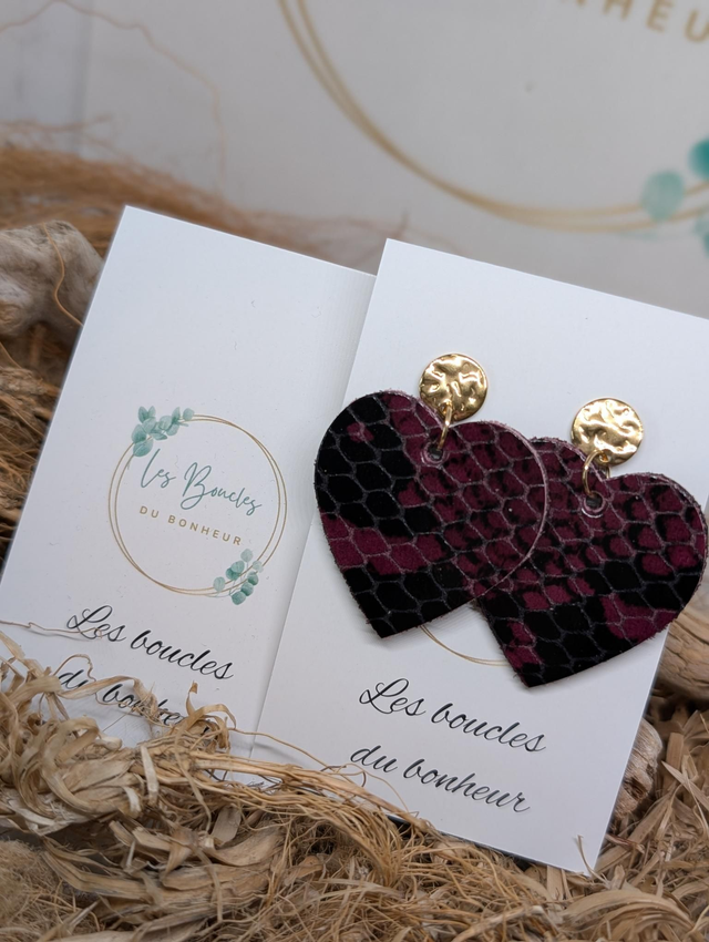 Boucles d'oreilles Coeur ❤️ aubergine nc023