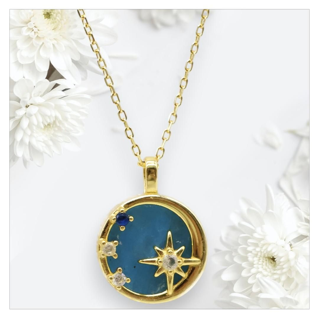 "Apatite" - Collier argent 925 étoiles 