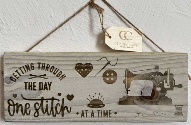 One Stitch at a Time - Rustic Wooden Sign