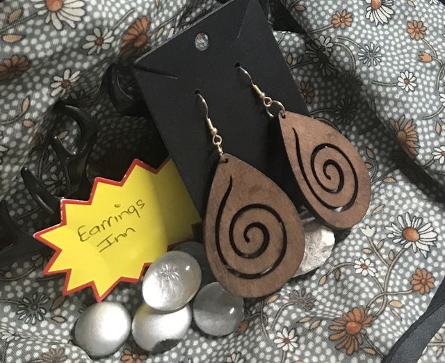 Brown Wood Dangling Earrings-SWDE70