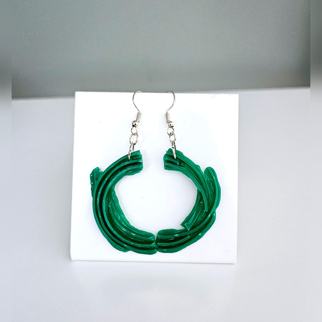 Green Pair Earring Dangle Drop ECO Handmade Unique Lightweight
