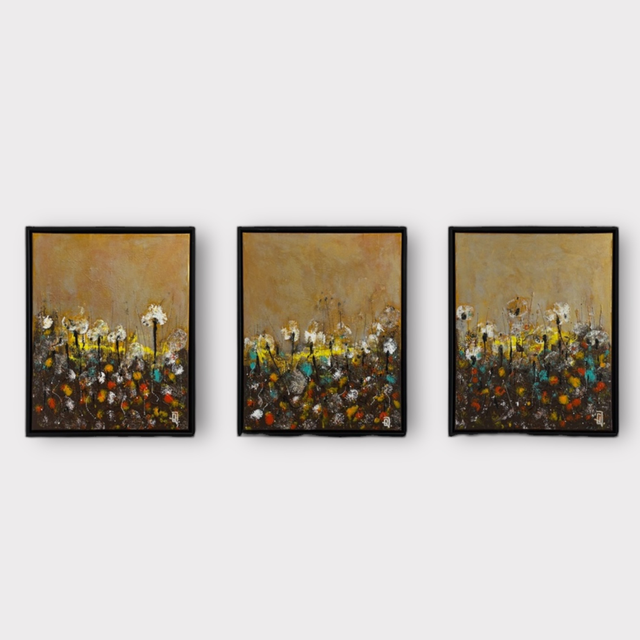 Golden Blossoms - serie af 3 stk  50 x 40 af Ovidiu Talpos