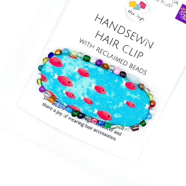 Hand-Sewn Statement Hair Clip - Blue Fish