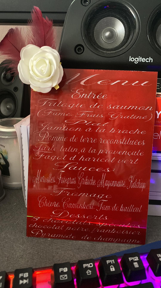plaque acrylique pour menu 