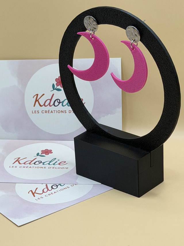 Boucles d'oreilles Lune - Attaches Fantaisie couleur inox