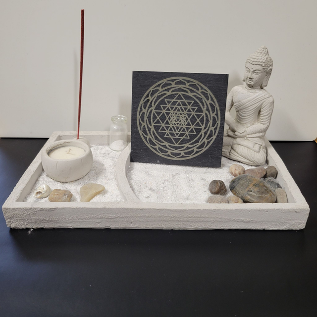 Dessous de verre ardoise "Sri Yantra lotus"