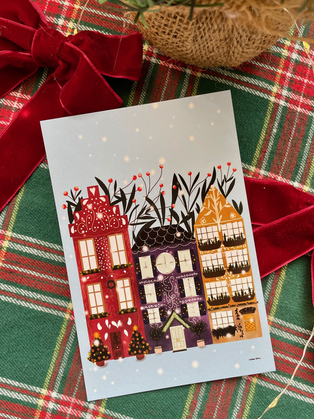 Carte de Noël – Maisons nordistes